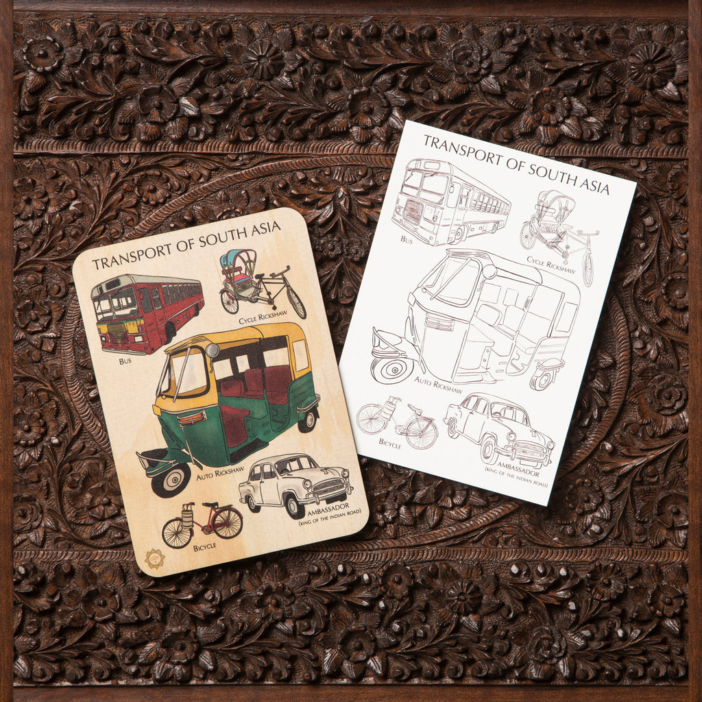 Transport of South Asia Timber Tile + Matching Colour In Card