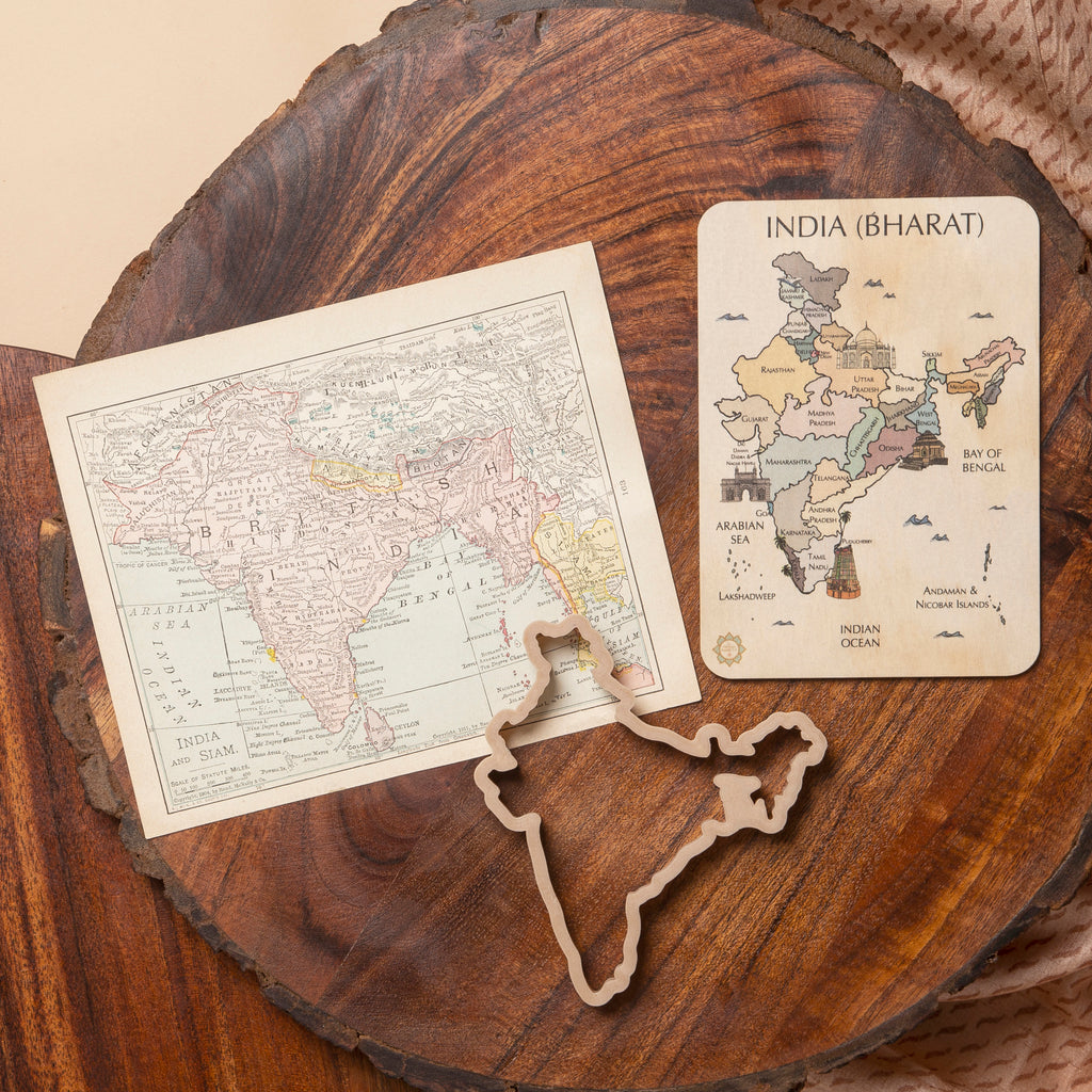 India (Bharat) Country Sensory Pack - Eco Cutter™, Timber Tile, And Colour In Card